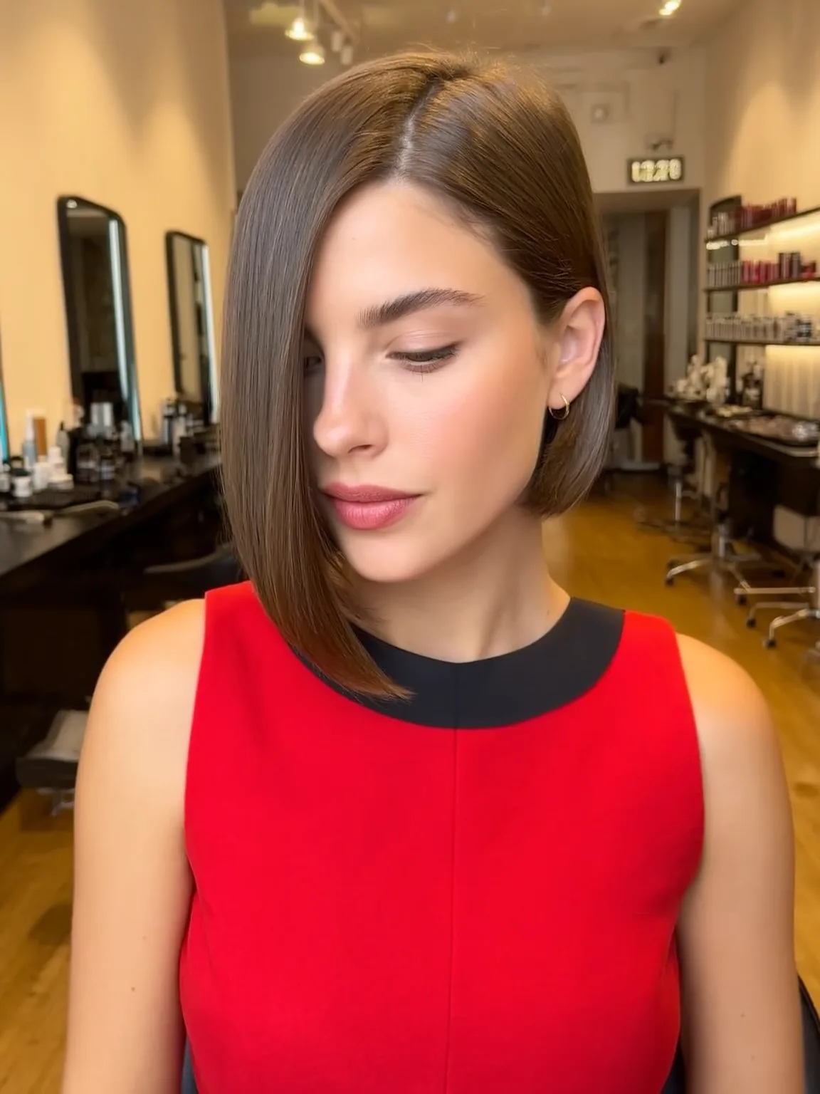 Sleek A-line Bob in Rich Chestnut Brown
